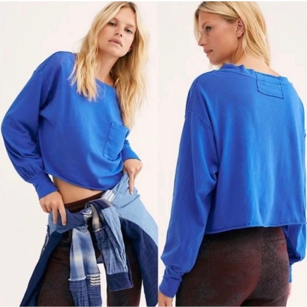 We the free Austin tee in blue free people size small